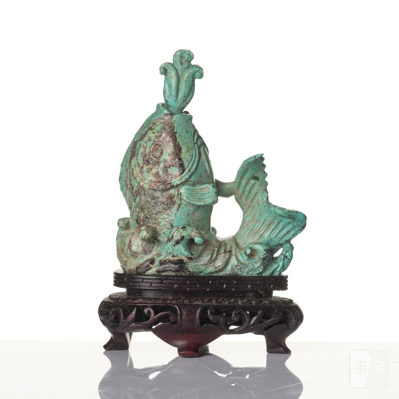 A well sculptured turquoise figure of a carp, - 图5